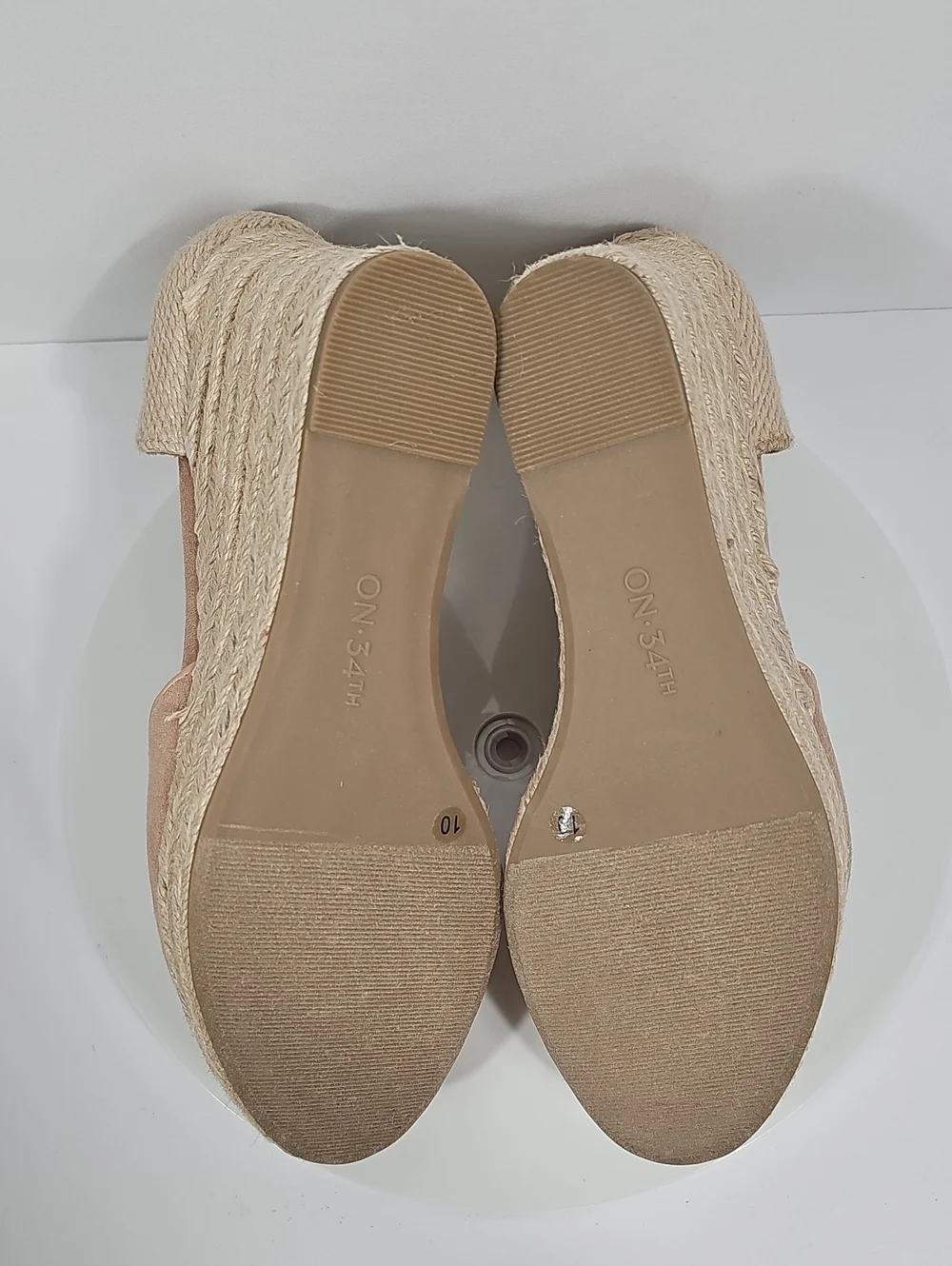 ON 34th Melindaa Espadrille Wedge Lace Up Sandals Nude Blush 10 NIB